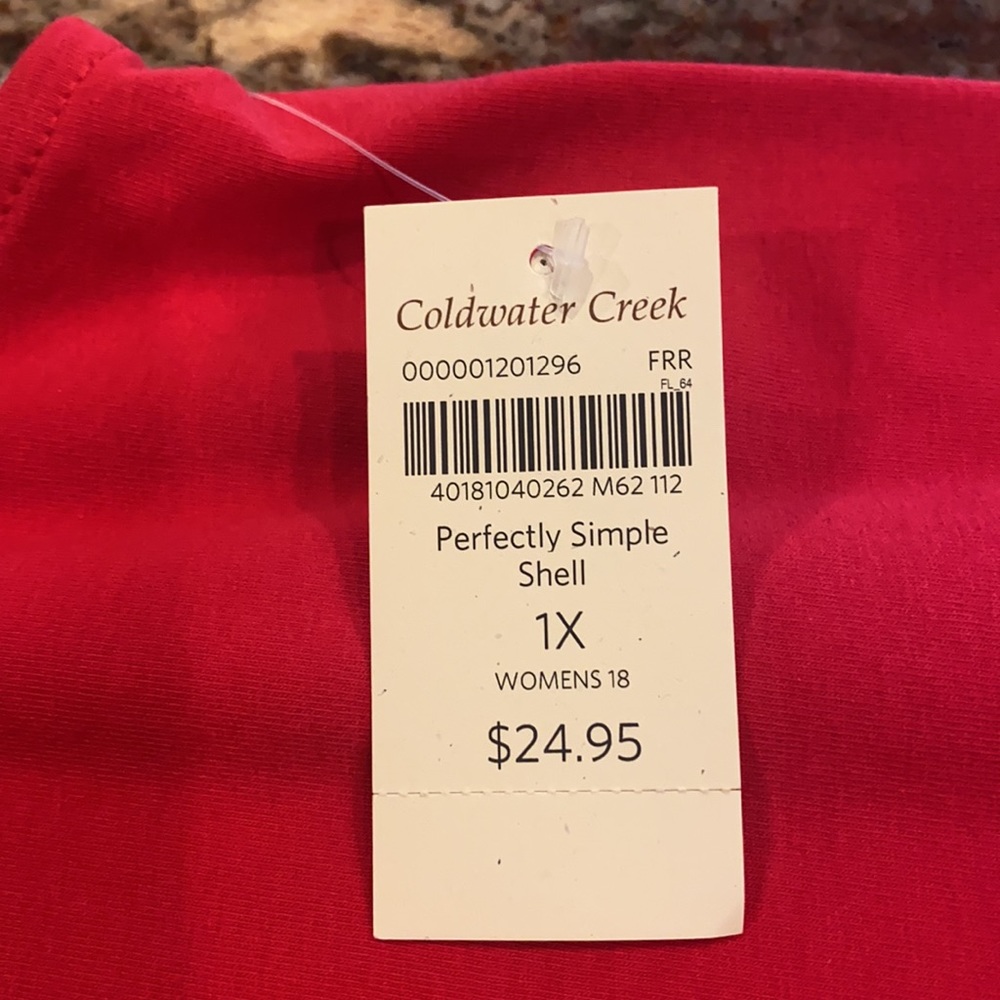 Coldwater Creek, 1X Women’s 18, Red Shell Tank Top, NWT - Picture 3 of 7